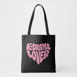 Bolsa Tote Amante de Kdrama Coração Rosa Tipografia Simples P