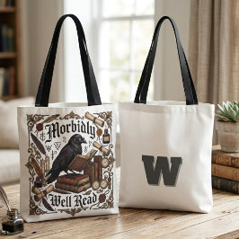 Bolsa Tote Amante de Livros Corvo Gótico Academia Sombria