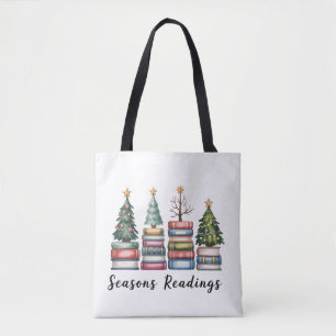 Bolsa Tote Amante de Livros de Natal Professor Leitura Tempor