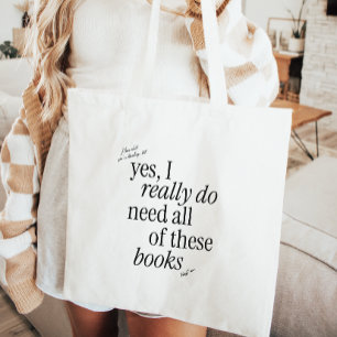Bolsa Tote Amante de Livros Engraçado Tipografia Minimalista