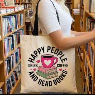 Bolsa Tote Amante de Livros Engraçados Viciado em Café Nerd d