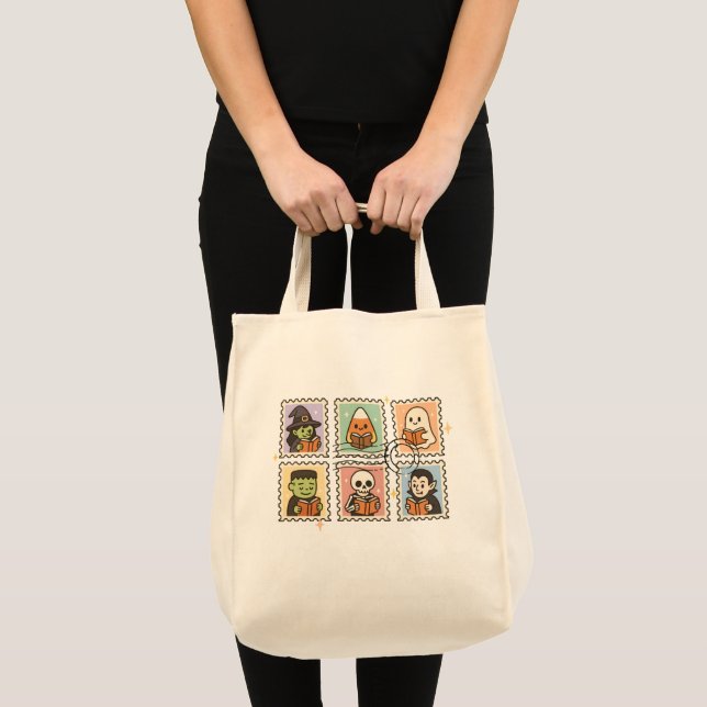 Bolsa Tote Amante de Livros Halloween (Frente (produto))