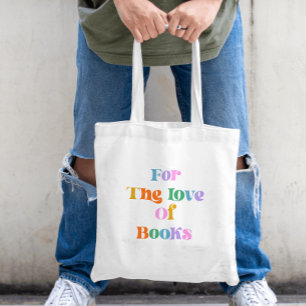 Bolsa Tote Amante de livros lendo tipografia colorida moderna