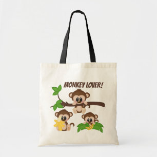 Bolsa Tote Amante de macaco selva de adição de nome de cort