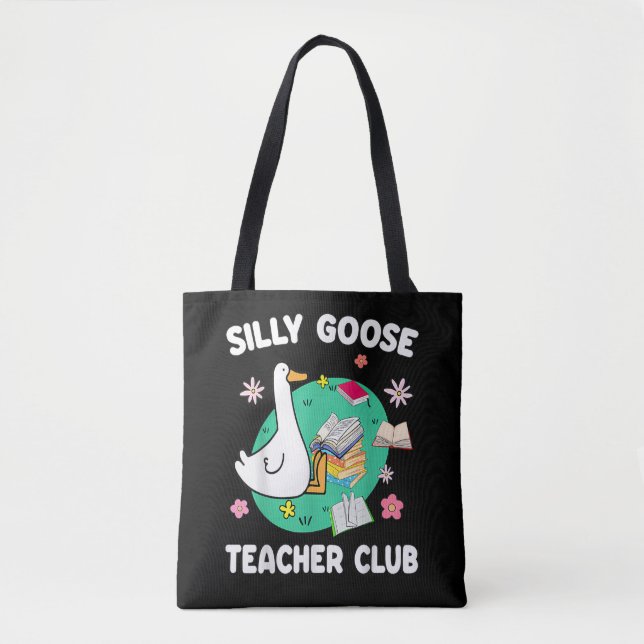 Bolsa Tote Amante de os animais Engraçado Bobo Goose Teacher  (Frente)