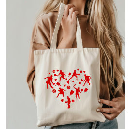 Bolsa Tote Amante de Pickleball com Coração Vermelho