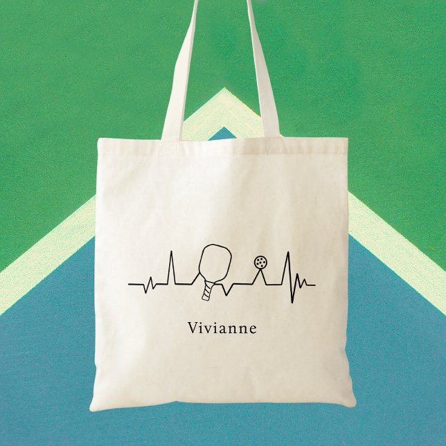 Bolsa Tote Amante de Pickleball Preto e Branco Elegante (Criador carregado)