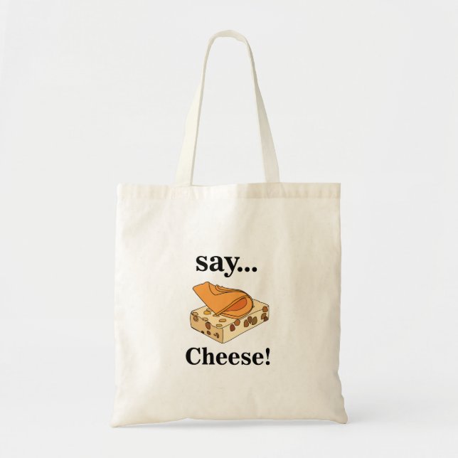 Bolsa Tote Amante de Queijo Engraçado  (Frente)