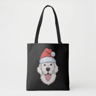 Bolsa Tote Amante do Retriever Dourado Creme Chapéu de Natal