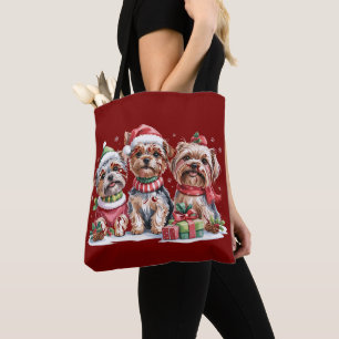 Bolsa Tote Amantes de Cães Yorkshire Terrier no Natal