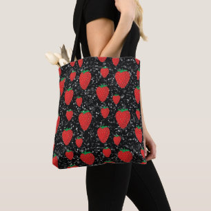 Bolsa Tote Amantes de Frutas Morango Vermelho Elegantes