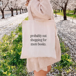Bolsa Tote Amantes de Livros com Tipografia Preta Minimalista