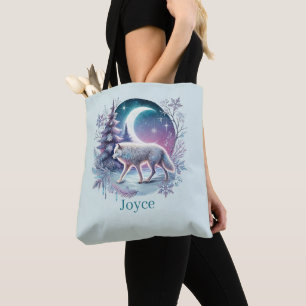 Bolsa Tote Amantes de lobos fofos adicionam nome