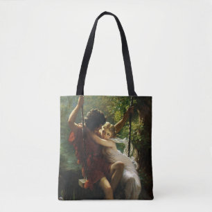 Bolsa Tote Amantes em um balanço. Primavera pelo berço de