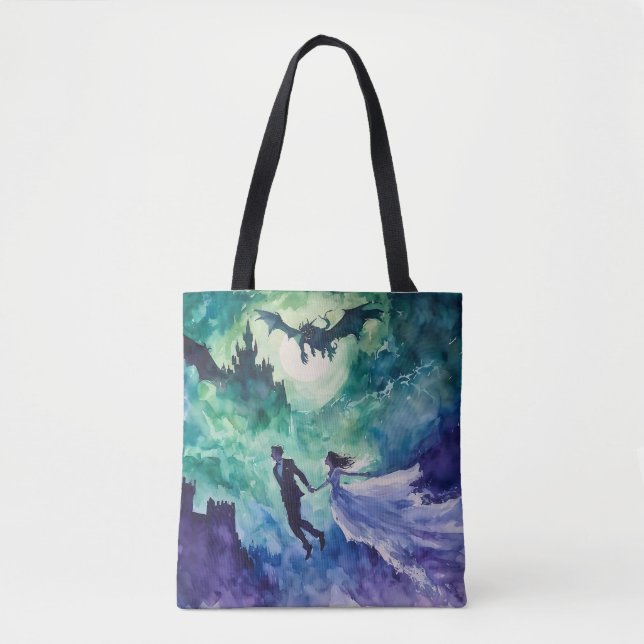 Bolsa Tote Amantes Voantes - Pintura Por Aquarela (Frente)