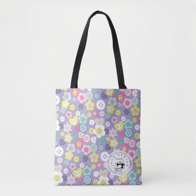 Bolsa Tote Amar Botões de Costura Roxo (Frente)