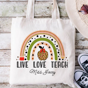 Bolsa Tote Amar Ensinar Apreciação do Professor Arco-Íris