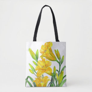 Bolsa Tote Amarelo-Amarelo-dia-lírios-arte