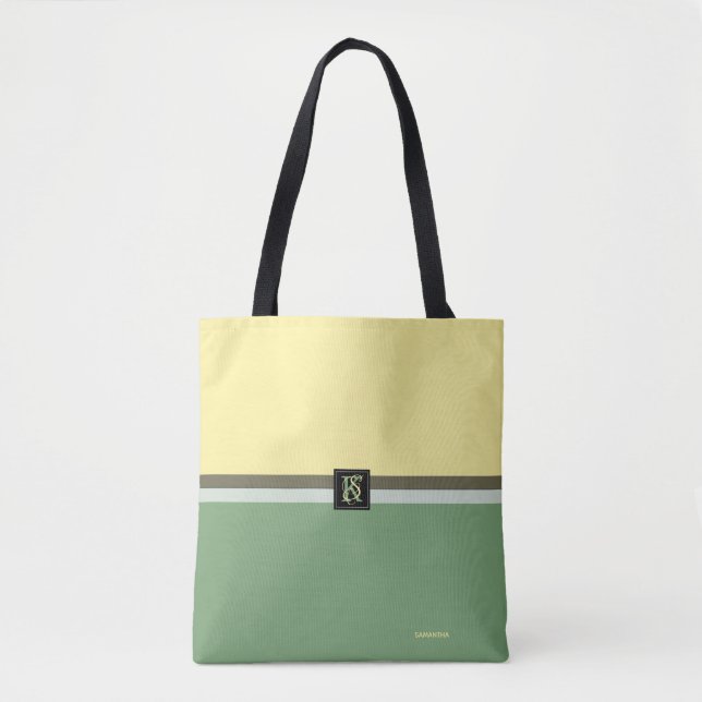 Bolsa Tote Amarelo claro simples e espargo verde dois tons (Frente)
