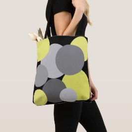 Bolsa Tote Amarelo com Bolinhas de Cinza