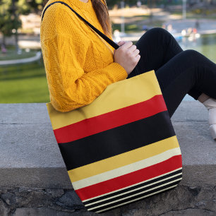 Bolsa Tote Amarelo de Contraste com Vermelho