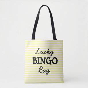 Bolsa Tote Amarelo do saco do BINGO da boa sorte listrado