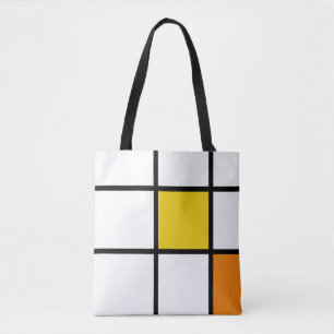 Bolsa Tote Amarelo e Laranja Estilo Mondrian