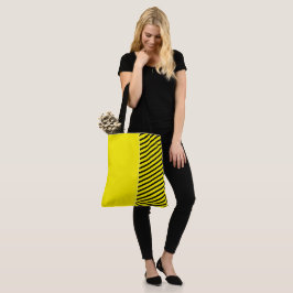 Bolsa Tote Amarelo e Preto de Divertimento Bonito com faixas