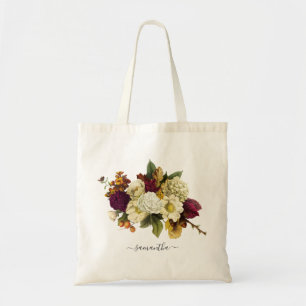 Bolsa Tote Amarelo Floral Ferrugem Roxo Botânico Personalizad