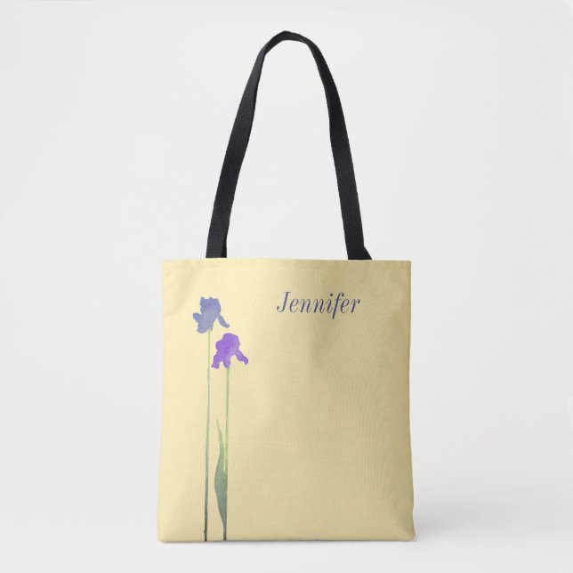Bolsa Tote Amarelo Manteiga com Íris Roxo e Azul  (Frente)