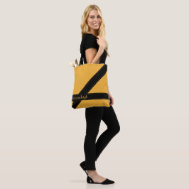 Bolsa Tote Amarelo Mostarda Listras Pretas Personalizadas Ten