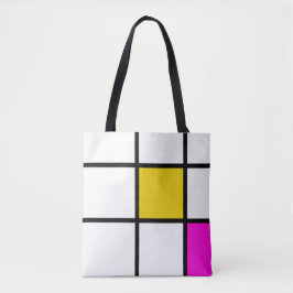 Bolsa Tote Amarelo Rosa Estilo Mondrian