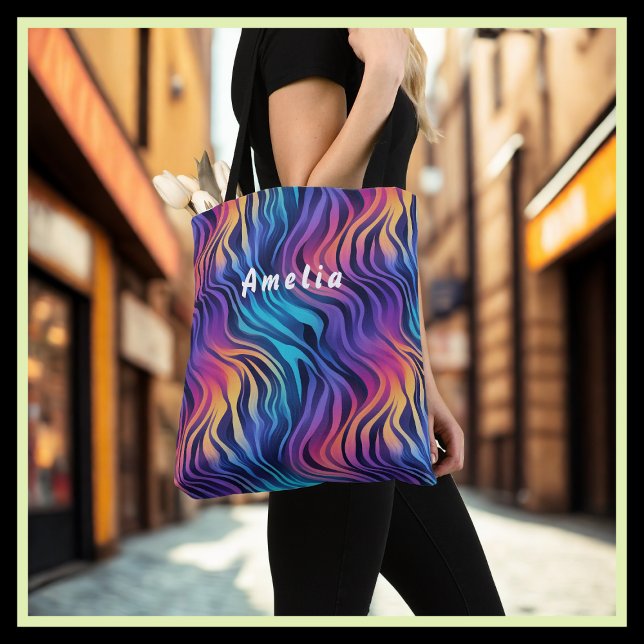 Bolsa Tote Amarelo, Roxo, Turquesa, Vermelho, Redemoinho Pret (Criador carregado)