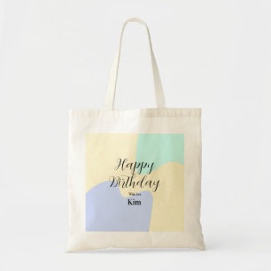 Bolsa Tote Amarelo roxo verde feliz aniversário abstrato past