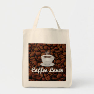 Bolsa Tote Amassado de café, taça branca/feijão castanho