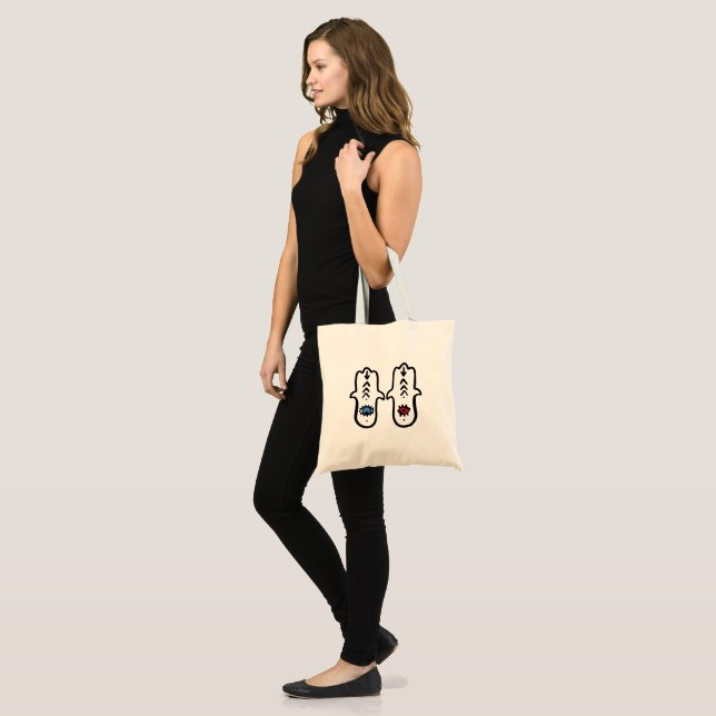 Bolsa Tote Amazigh Hamsa argelino com Mau Olho (Frente (modelo))