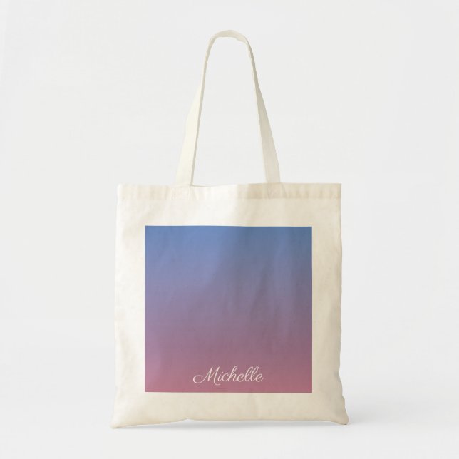 Bolsa Tote Ambre verde-rosa claro e azul (Frente)
