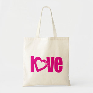 Bolsa Tote "ame" a sacola cor-de-rosa & preta da faísca