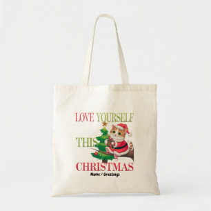 Bolsa Tote Ame a Si Mesmo Neste Natal Gatinho Fofo de Natal