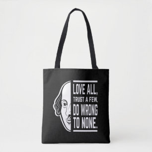 Bolsa Tote Ame Todos Confie em Poucos Citação de Shakespeare 