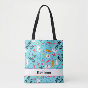 Bolsa Tote Ame um nome do azul de turquesa da arte da