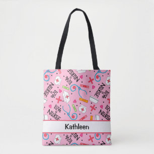 Bolsa Tote Ame um nome do rosa da arte da enfermeira