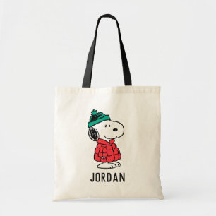 Bolsa Tote Amendoins   Casaco de inverno e chapéu de Snoopy  