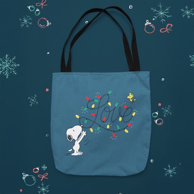 Bolsa Tote Amendoins | Desdecoração de Férias de Snoopy & Woo (Tote bag on holiday background)
