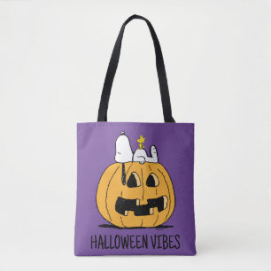 Bolsa Tote Amendoins Esnoopia e Woodstock Jack-O-Lanterna