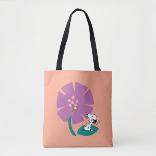 Bolsa Tote Amendoins Ilustração da Natureza: Flor Roxo