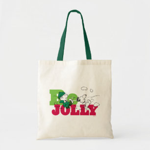 Bolsa Tote Amendoins Linus & Snoopy Be Jolly