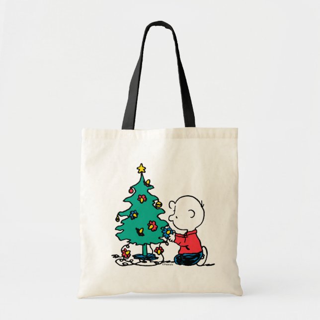 Bolsa Tote Amendoins | Luzes de Natal Charlie Brown (Frente)