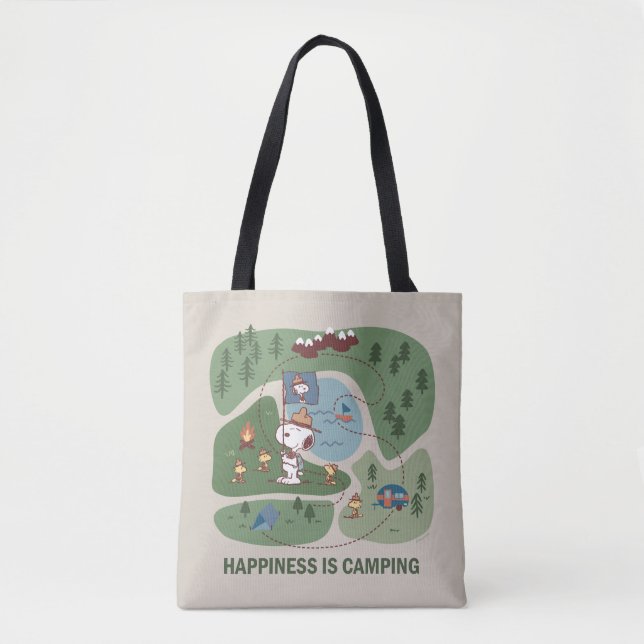Bolsa Tote Amendoins | Mapa dos acampamentos de Snoopy & Wood (Frente)