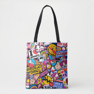 Bolsa Tote Amendoins   Padrão de patch de fita mista